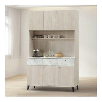 【MUNA 家居】白橡色4尺餐櫃/碗盤櫃(全組)(B302)