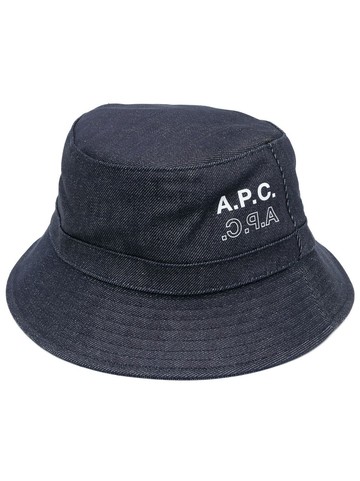 A.P.C. - logo bucket hat - men - Polyurethane/Cotton/Polyester/Cotton - 58 - Blue