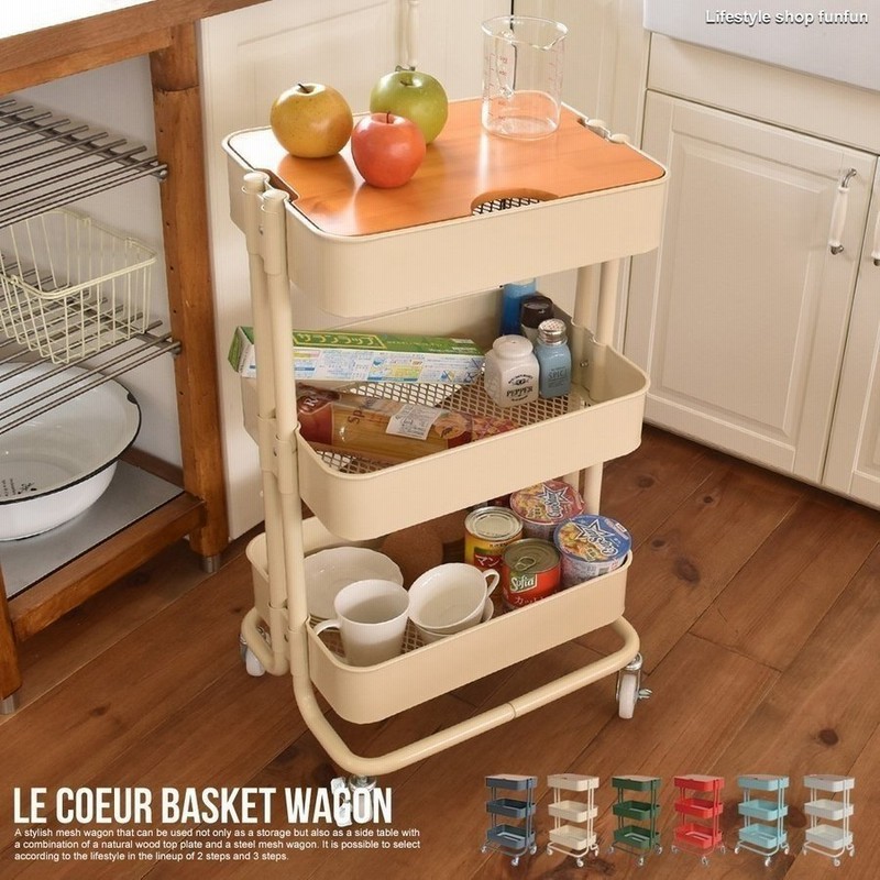 キッチンワゴン キャスター付き 天板付き 3段 おしゃれ かわいい バスケットトローリー キッチン収納 収納 03rv 新生活 通販 Lineポイント最大0 5 Get Lineショッピング