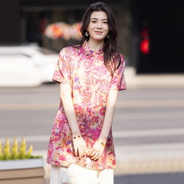 ＊ORead＊民族風盤扣印花短袖上衣衣(圖片色S~4XL)