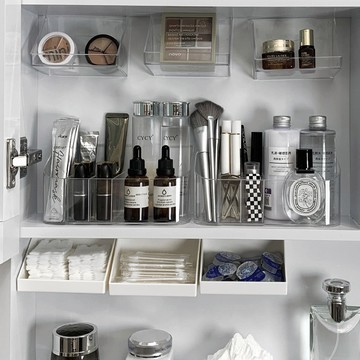 台灣出貨🏆壓克力收納盒 化妝品置物架桌面收納盒 鏡櫃收納盒 分隔收納盒 透明 文具收納 壁掛收納 香水收納 化妝刷收納