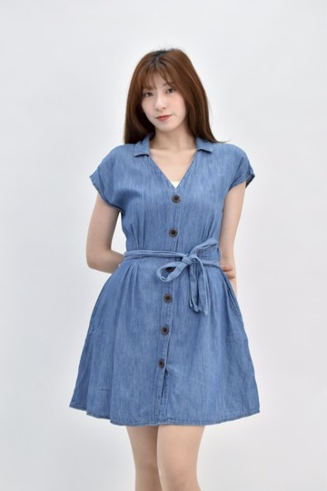 (L) zara丹寧牛仔無袖寬鬆藍色洋裝