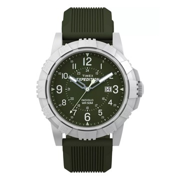 【TIMEX】天美時 遠征系列  45毫米 夜幕探險 夜光 矽膠錶帶 潛水員風格手錶(綠 TXTW4B32100)