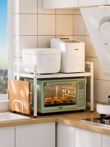 可伸縮廚房置物架微波爐烤箱架子家用雙層臺面桌面電飯鍋支架收納