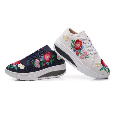 Taroko 甜美紅花繡線厚底運動休閒鞋(2色可選)