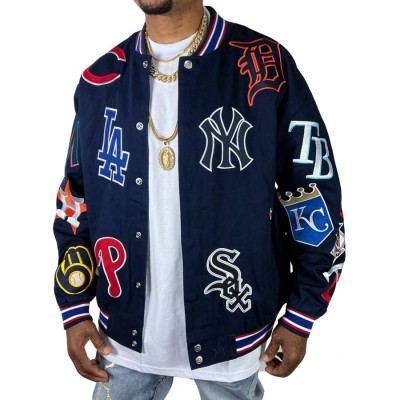 jhDesign MLB ALL OVER PATCH ツイル ジャケット