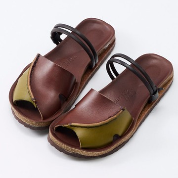 【大尺碼女鞋】拚色旅人兩穿涼鞋(日系大地色/最大42)-抹茶咖【現貨+預購】