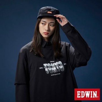 EDWIN 男女裝 網路獨家 3D TOKYO堆疊短袖T恤-黑色