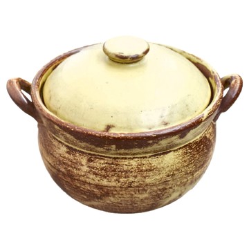 6號深鍋-日本製 導熱良好 耐熱性佳 保溫度佳 直火OK、微波OK、烤箱OK  19cm  萬古窯變黃  1個