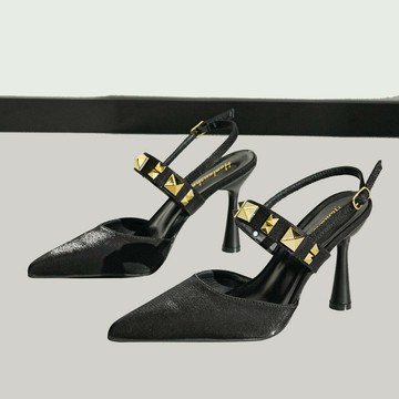 夜店高跟鞋 性感夜店女鞋風時尚金屬跟淺口尖頭細跟高跟亮片大碼單鞋YY316公司貨