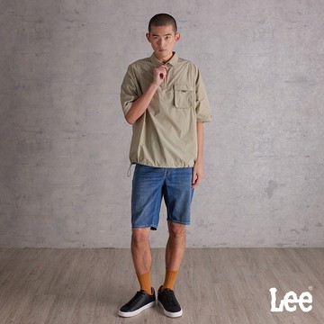 Lee 902 涼感 彈性牛仔短褲 男 中藍洗水 LB522008356