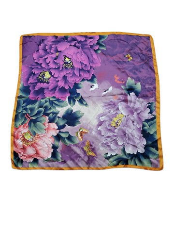 有禮貌穿搭 東方 大花圖騰 絲巾 方巾 70cm