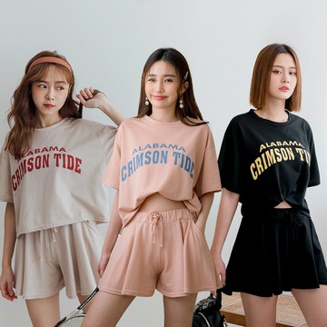 ★↘$399★MIUSTAR 正韓-兩件式！CRIMSON夏日棉質上衣T+抽繩短褲裙(共3色)0322 預購【NL0810RE】