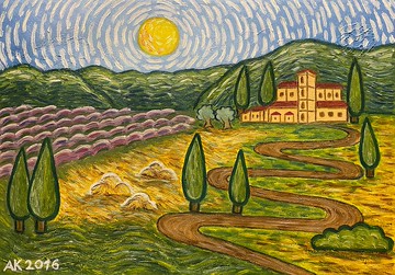 托斯卡納，原創油畫，布面油畫，義大利，印象派風景