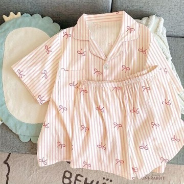 睡衣女夏季短袖短褲套裝雲朵棉新款學生可愛卡通家居服可外穿韓國居家服睡衣套裝女生睡衣居家睡衣睡衣女