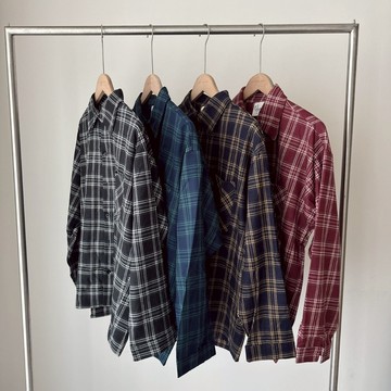 【FJstore】LT004 美式復古 撞色格紋 口袋襯衫 外套 長袖襯衫 外搭 格子襯衫