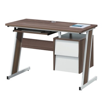 文創集 路夫比雙色3.5尺鍵盤二抽書桌-105x54x76cm免組