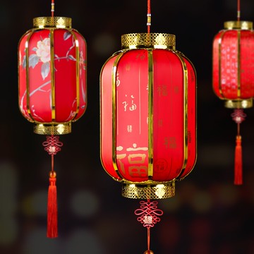中式仿古羊皮燈籠戶外廣告場景布置燈連串大紅冬瓜燈中秋國慶籠燈