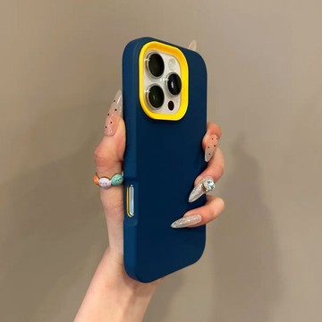 高品質 純色液態 撞色三合一 防摔手機殼 用於iPhone16 15 14 13 12 11 ProMAX加高鏡頭保護