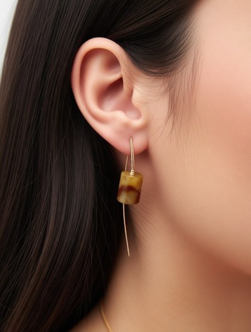 COLE COOL型格天然岫玉14kgf種子系列耳環