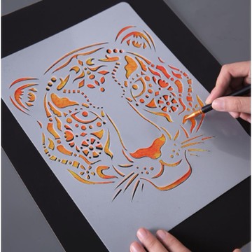 【日青禮品🔥】訓練畫畫工具 動物繪畫模版 創意動物主題 花邊 刮畫模版 繪畫用具 學習 益智 畫紙