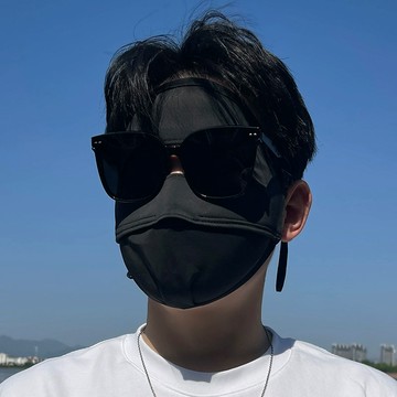 台灣熱賣夏季男款大臉防曬口罩冰絲透氣戶外騎行防紫外綫臉基尼氣全臉麵罩0701 75DM