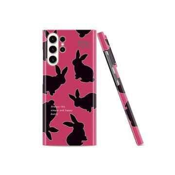 卡通黑色兔子適用三星S26Ultra手機殼全包Galaxys25+韓國菲林小眾S24plus高級感S23超好看防摔保護外套女新款