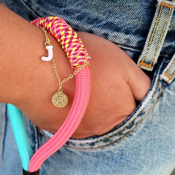 客製英文字母手腕掛繩連夾片 手機手腕繩 手腕繩 8色 雙色粉綠