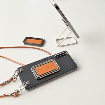 免費刻名智慧型手機多功能指環【義大利皮套肩帶套裝】立式視訊智慧型手機指環智慧型手機支架男士智慧型手機肩背CE06M