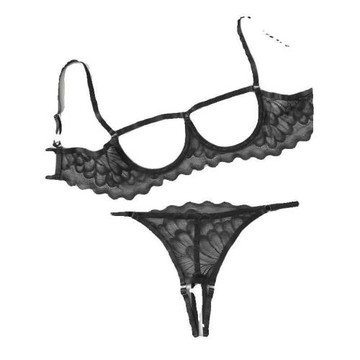 Steel ring three point underwear set鋼圈半透視吊帶兩件套