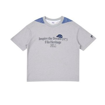 FILA KIDS 童短袖圓領T恤-灰色 1TEA-4415-MY