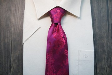 玫紅色真絲花卉領帶百分百絲質tie禮盒裝