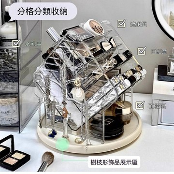 🏆臺出夯貨+銷量冠軍👑旋轉化妝品收納盒桌面高級感口紅整梳妝檯護膚品化妝刷置物架 z2ed3
