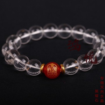 鴻悅天然白水晶本命佛手鏈屬牛虎守護神虛空藏菩薩男女款手鏈