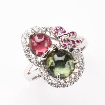 【寶石方塊】天然碧璽戒指-葫蘆-925銀飾-招財納福