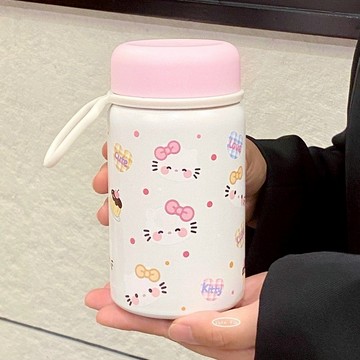 kitty保溫杯🎀 凱蒂貓便攜手提不鏽鋼保溫杯學生水杯水壺 可愛水杯 凱蒂貓水杯 保冷杯 保溫瓶 可愛保溫杯 手提杯