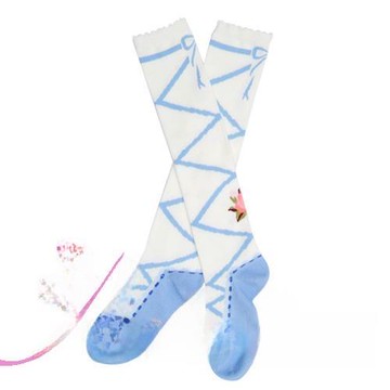 洛麗塔lolita日系少女長筒襪印花兒童長筒襪蕾絲飄帶長筒襪