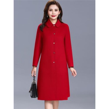 雙面羊絨大衣中長款女2024秋冬洋氣時尚羊毛呢子過膝寬松毛呢外套