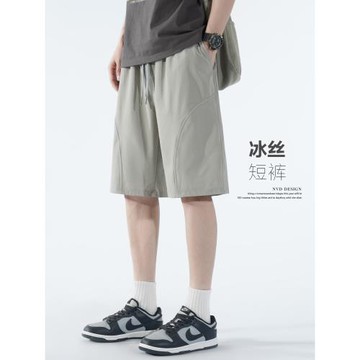 夏季短褲男冰絲薄款速干休閑運動五分褲子男寬松大碼涼感百搭中褲
