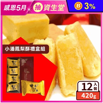 【小潘蛋糕坊】鳳梨酥禮盒(12入/盒) 附提袋 知名伴手禮 人氣月餅