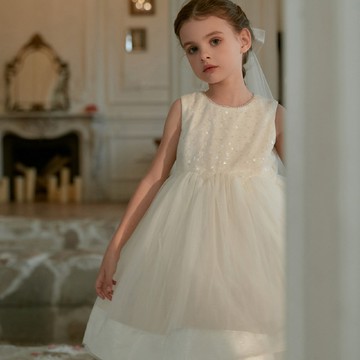 90-130 星空透紗拼接亮片星河禮裙