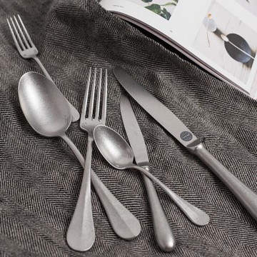 日本進口AOYOSHI青芳復古磨砂銀法式經典不銹鋼西餐餐具刀叉勺子