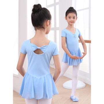 舞蹈服兒童女童夏季短袖形體連體幼兒跳舞考級芭蕾舞中國舞練功服