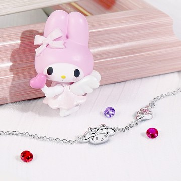 【STORY故事銀飾】Kuromi & MyMelody邱比特系列-美樂蒂小翅膀誕生石純銀手鍊
