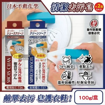 (2盒任選超值組)日本不動化學-SANADA局部預洗淨白衣物鞋類棒狀清潔去污皂100g/盒(衣領袖口重點去漬家事皂,運動鞋布鞋除垢預潔劑)