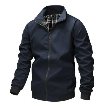 2025春秋季翻領簡約夾克男韓版休閑百搭時尚新款外套男士長袖風衣鑫弘-衣錦男裝