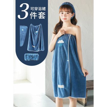 浴裙女抹胸浴巾家用三件套非純棉可穿可裹吸水速干不掉毛裹巾可愛