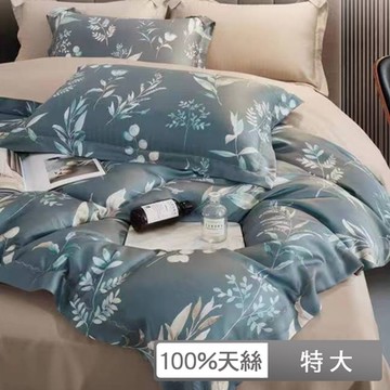貝兒居家寢飾生活館 60支100%天絲四件式兩用被床包組 裸睡系列  特大雙人 麥穗兩歧