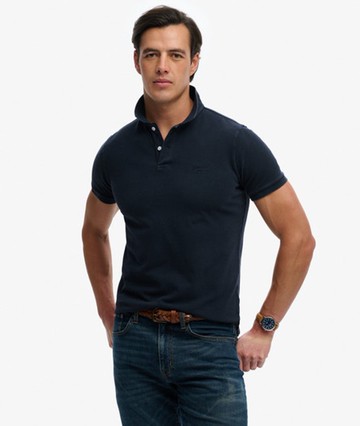 Superdry Men's Vintage Destroy Polo Shirt Navy Size: Xxl