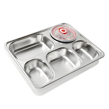 生活 King 304不鏽鋼五格餐盒 附蓋子  28.5 x 22.5 x 4.5cm  1個